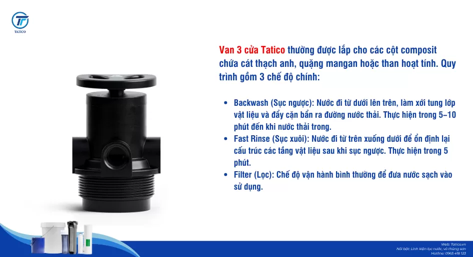 Van 3 cửa Tatico cho cột composit, cột lọc composit