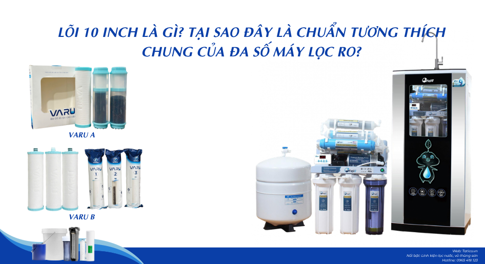 L&otilde;i lọc 10 inch l&agrave; g&igrave;? Tại sao đ&acirc;y l&agrave; chuẩn tương th&iacute;ch? VARU A v&agrave; VARU B l&agrave; 2 giải ph&aacute;p tuyệt vời cho mọi m&aacute;y lọc RO