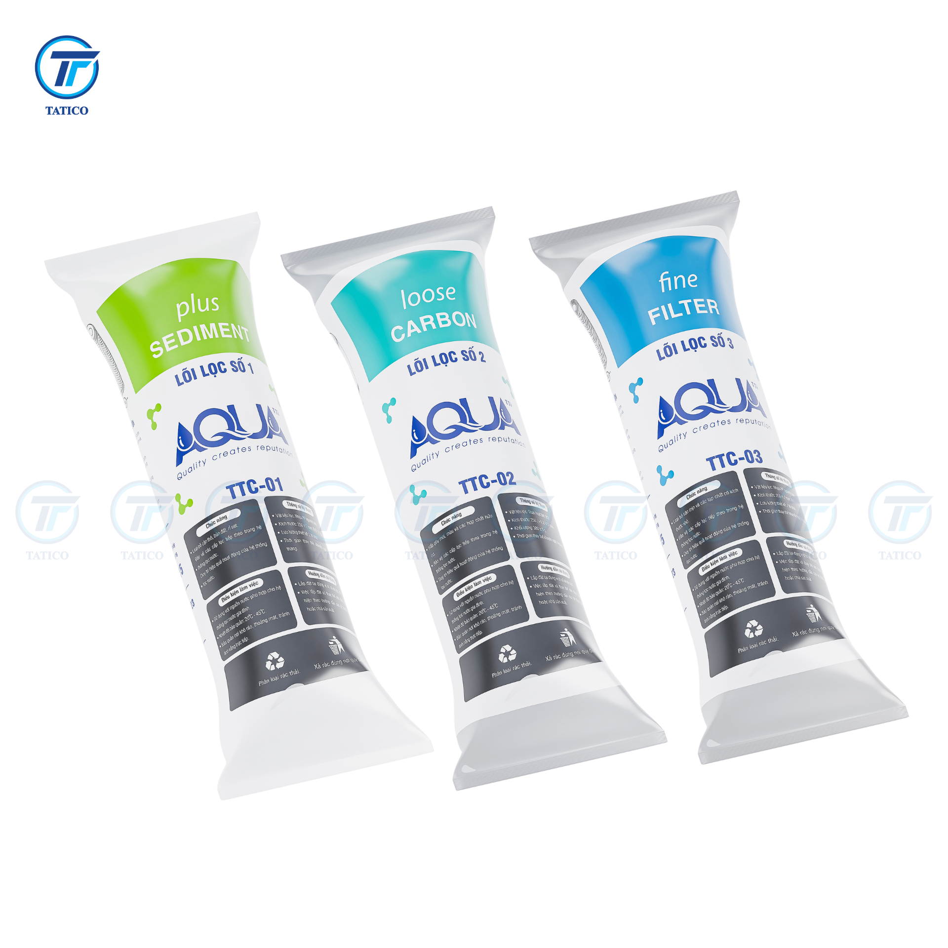 Bộ Lõi Lọc Nước Số 1 2 3 AQUA (10 Inch) - Bộ Lõi Lọc Nước Thô Thay Thế Cho Máy Lọc Nước RO