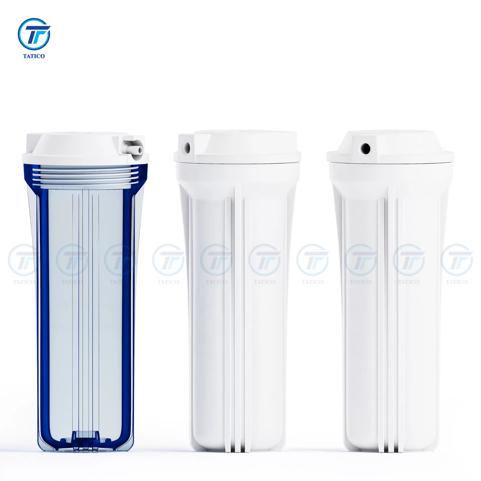 Bộ 3 cốc lọc nước 10 inch dạng vat (Trong - Trắng - Trắng)