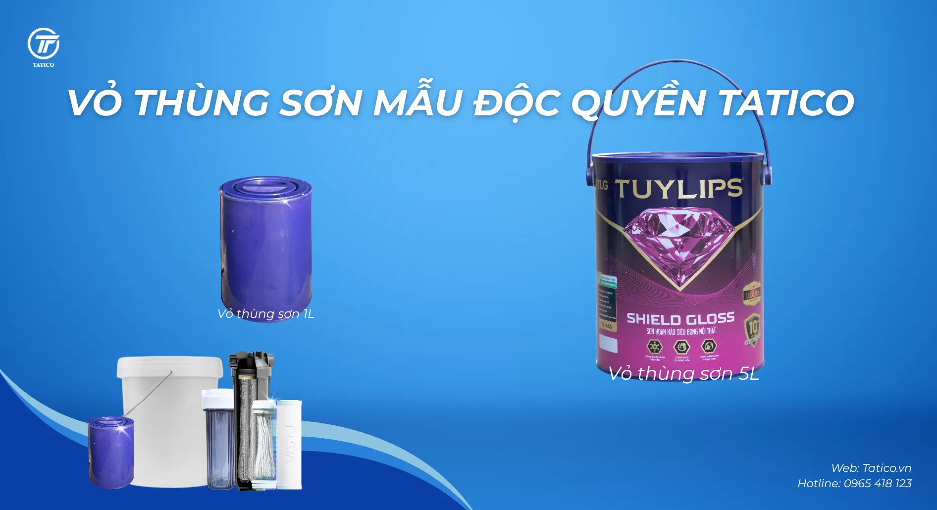 Vỏ thùng sơn nhựa Tatico 1L, 5L mẫu độc quyền – Giải pháp thay thế lon sắt hiệu quả, thẩm mỹ cho ngành sơn