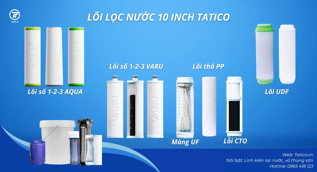 Phân loại lõi lọc nước 10 inch do Tatico sản xuất – Đáp ứng toàn diện nhu cầu máy lọc nước