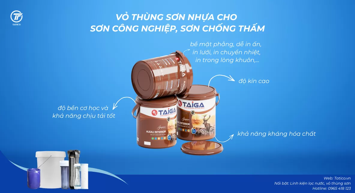Vỏ thùng sơn nhựa cho sơn công nghiệp, sơn chống thấm: Bao bì chuyên dụng cho môi trường khắc nghiệt