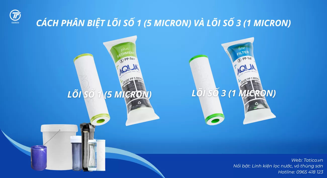 Phân biệt lõi lọc nước PP số 1 (5 micron) và lõi lọc nước PP số 3 (1 micron) trong máy lọc nước