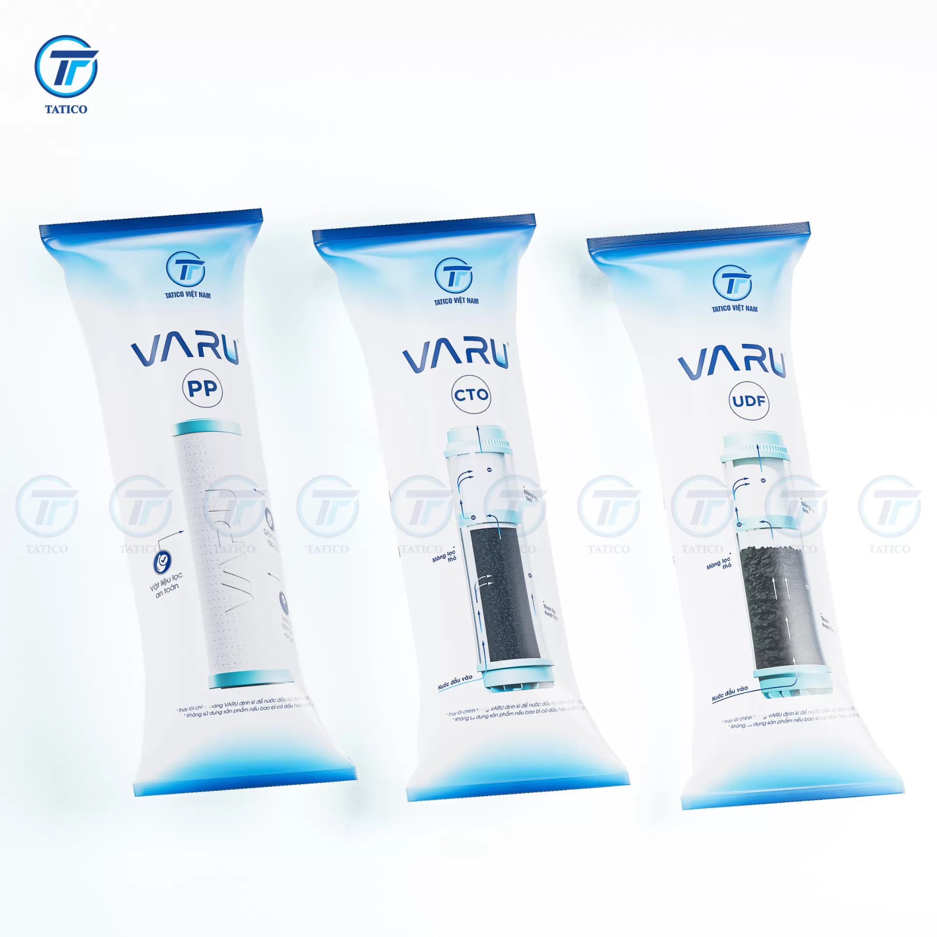 Bộ 3 lõi lọc nước VARU cao cấp (PP + CTO + UDF)