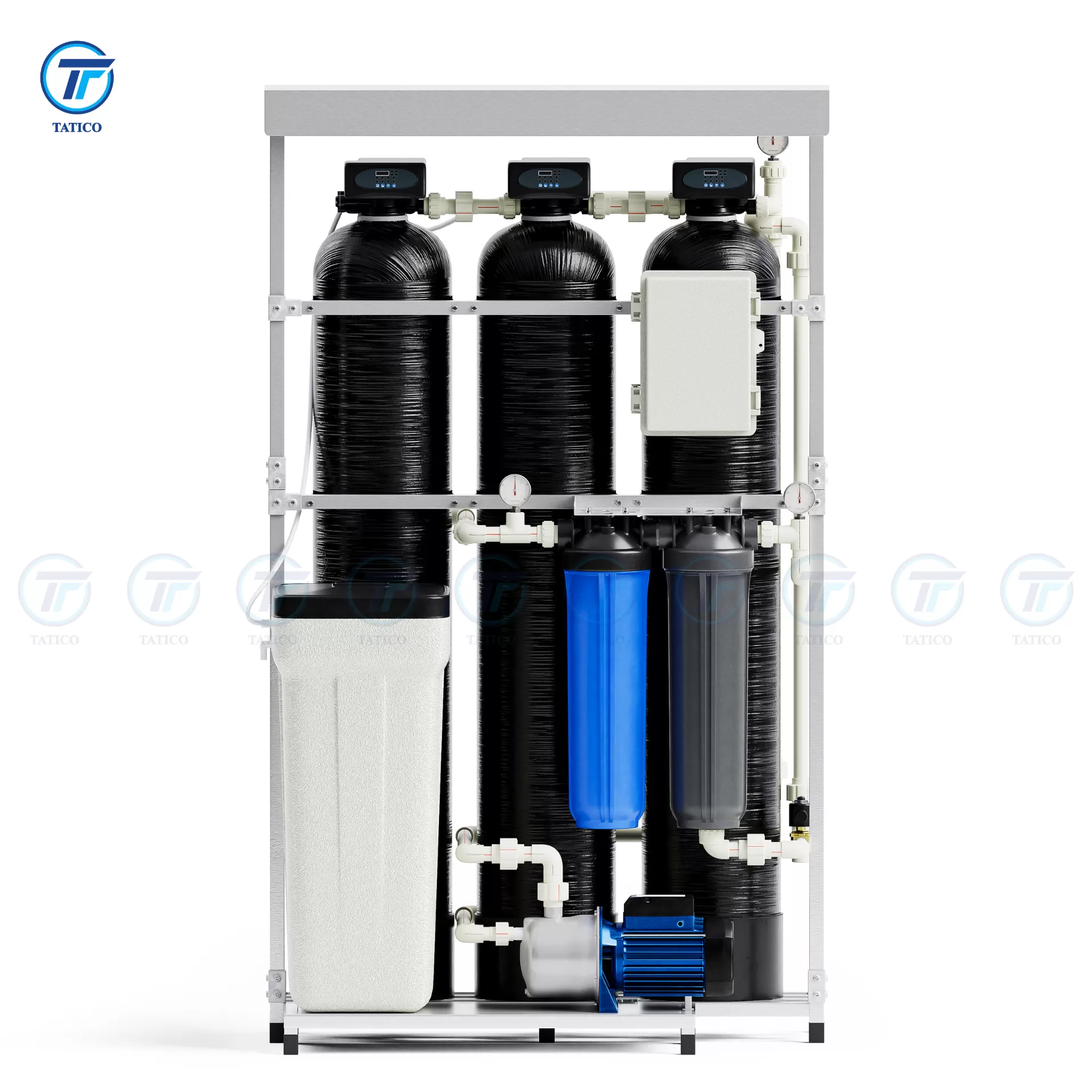 Hệ thống lọc tổng đầu nguồn van tự động Tatico - 3 cột composit