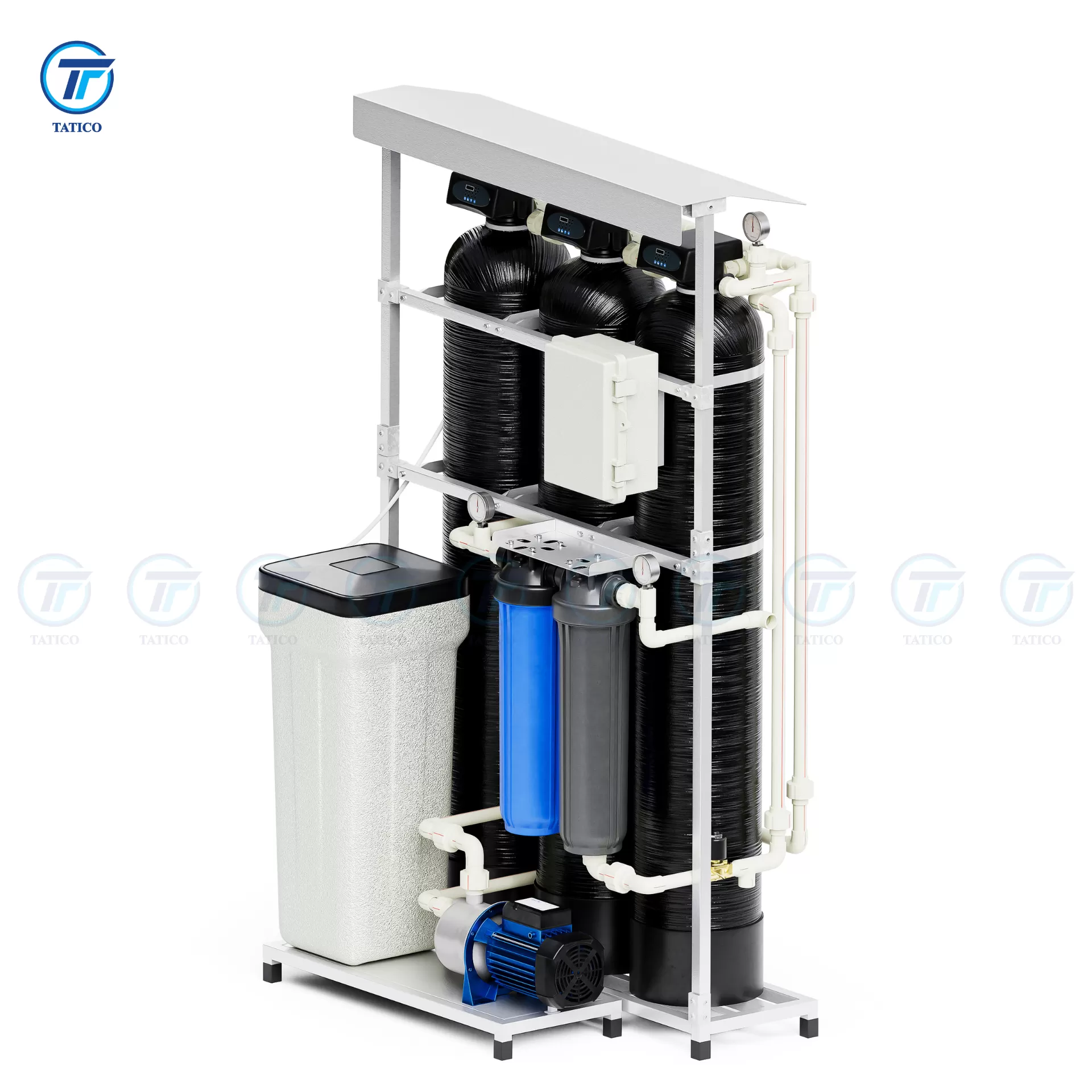 Hệ thống lọc tổng đầu nguồn van tự động Tatico - 3 cột composit