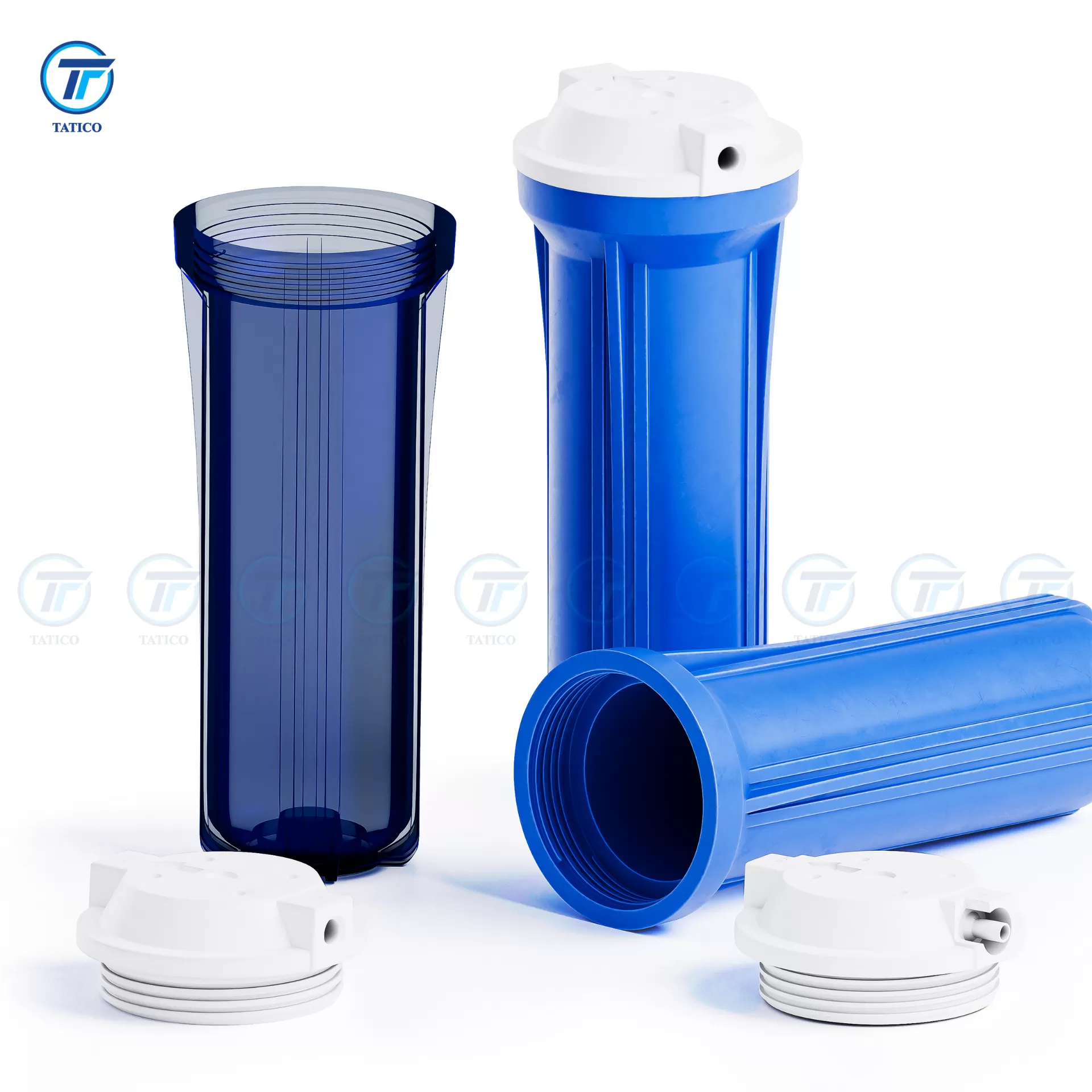 Bộ 3 cốc lọc nước 10 inch dạng vat (Trong - Xanh - Xanh)