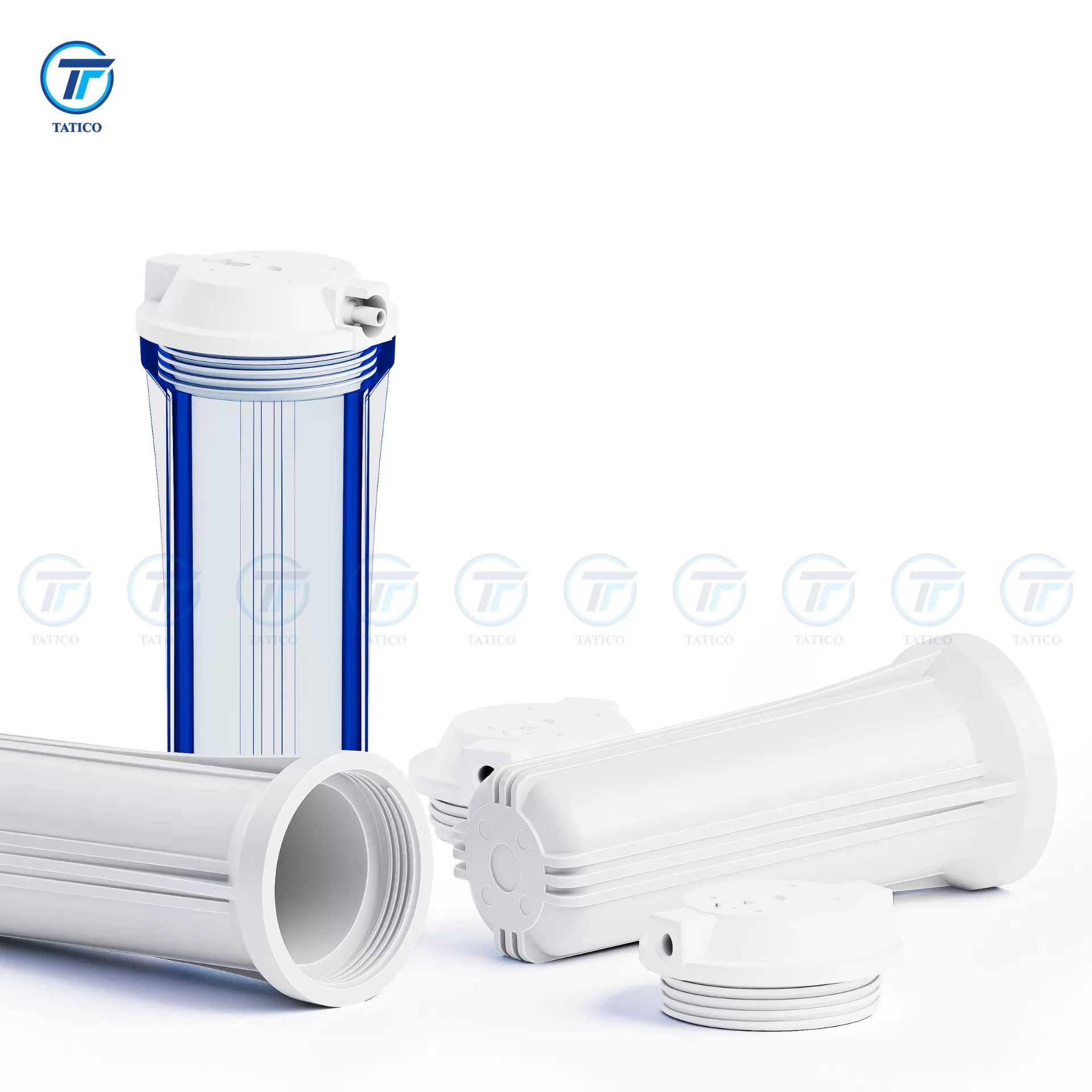 Bộ 3 cốc lọc nước 10 inch dạng vat (Trong - Trắng - Trắng)