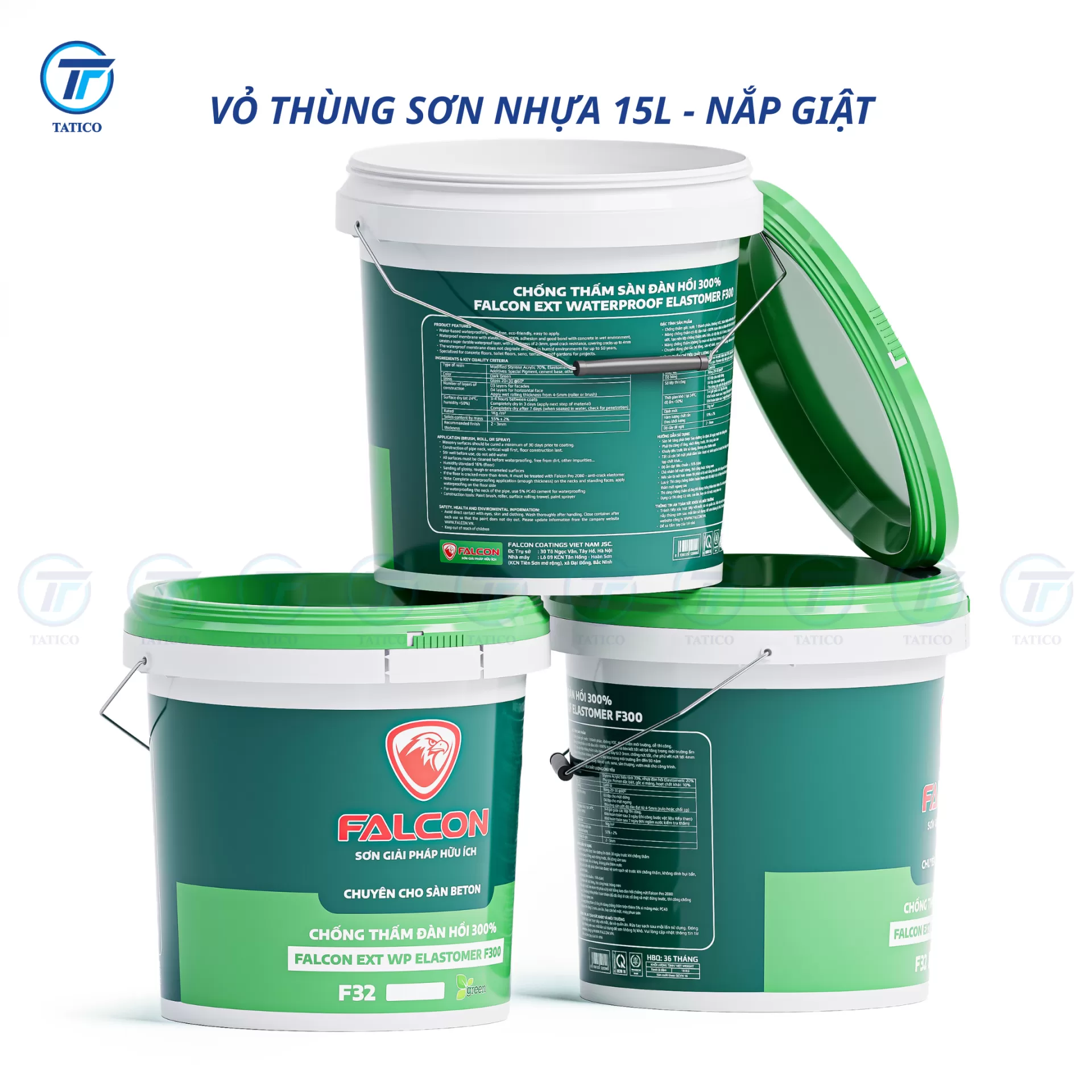 (Có nắp giật) Vỏ thùng sơn nhựa 15L