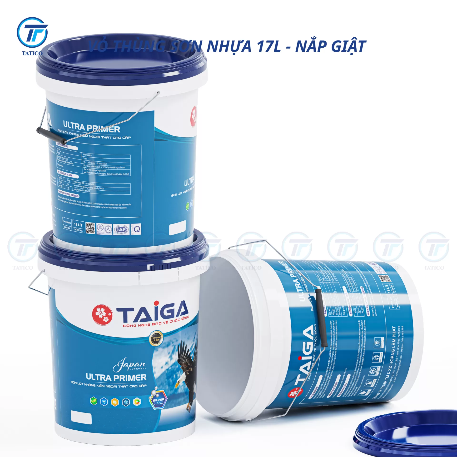 (Có nắp giật) Vỏ thùng sơn nhựa 17L