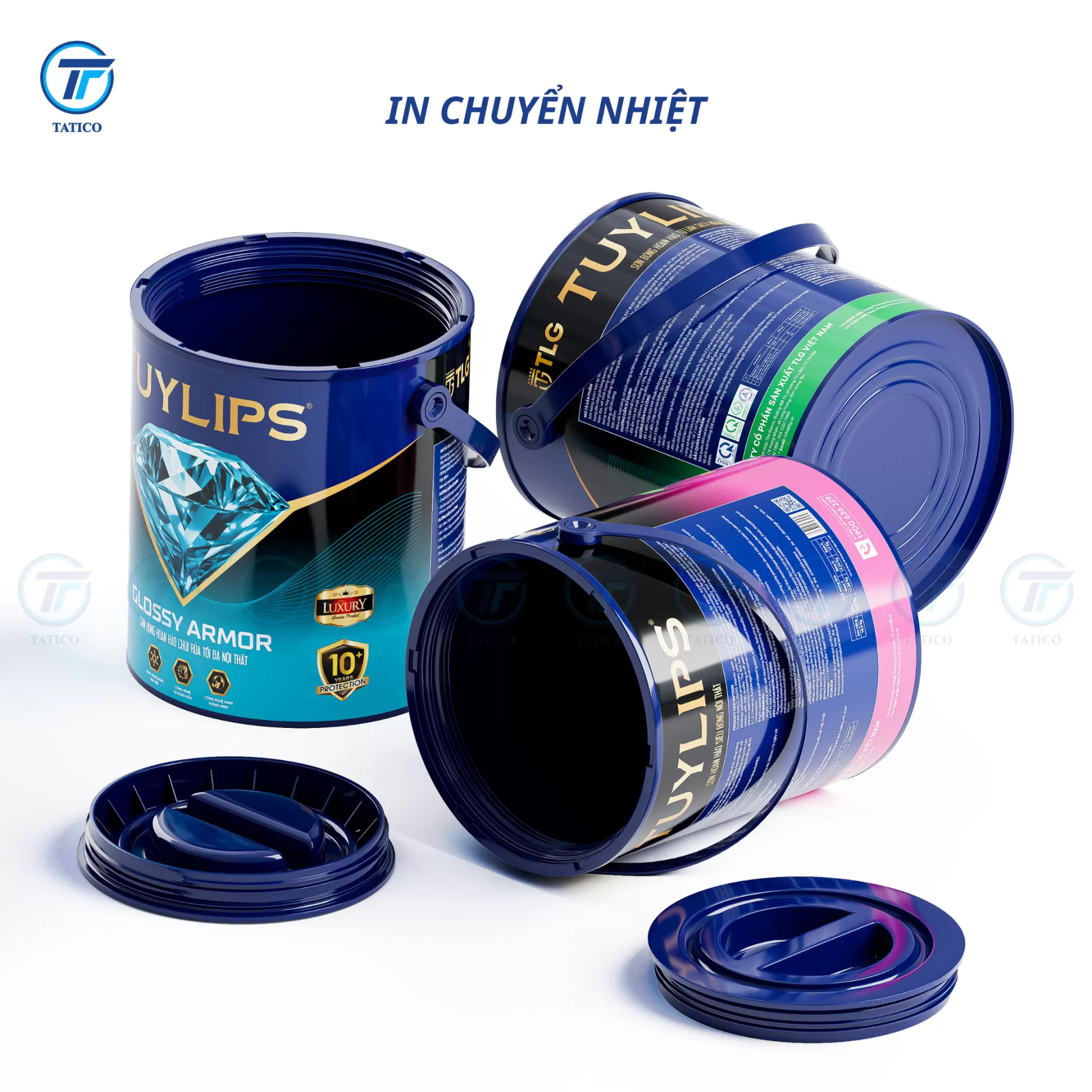 Vỏ thùng sơn nhựa Tatico mẫu độc quyền in chuyển nhiệt